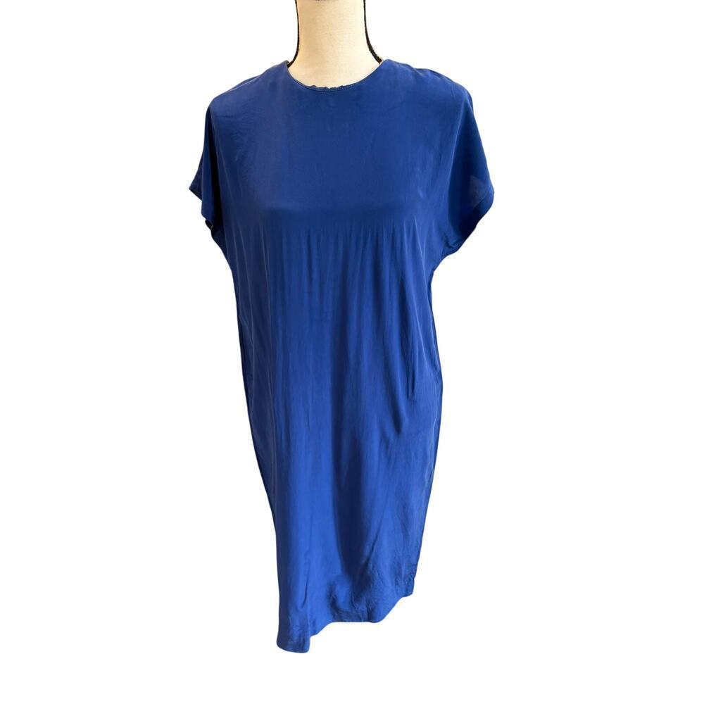 Vintage Liz Claiborne 100% Silk Cobalt Blue Shift Dress Women’s Medium